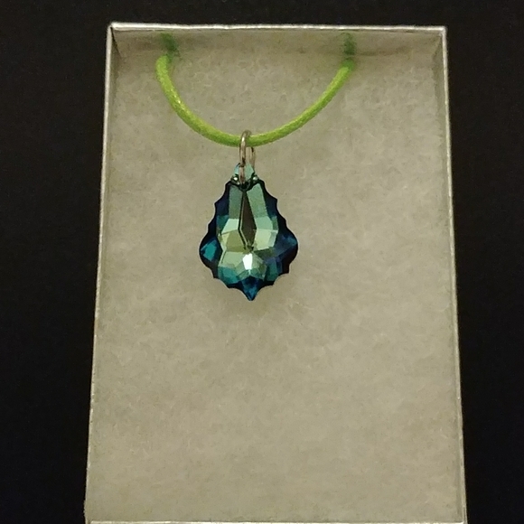 Marine Blue Crystal Pear Necklace - Picture 2 of 8